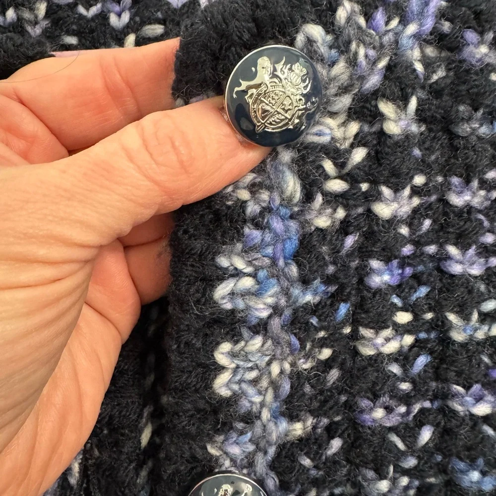Ba&sh Beloni Knit Lady Cardigan in Black and Blue Small - Picture 4 of 9